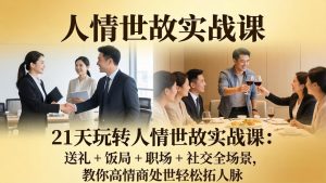 21 天玩转人情世故实战课：送礼 + 饭局 + 职场 + 社交全场景，教你高情商处世轻松拓人脉-网创资源站