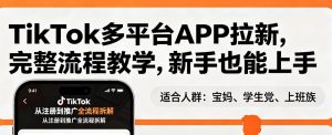 TikTok多平台APP拉新，完整流程教学，新手也能上手，轻松出海搞美金-网创资源站