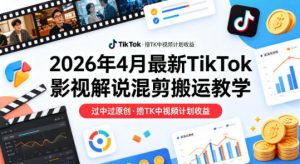 26年4月最新TikTok影视解说混剪搬运教学，过中过原创，撸TK中视频计划收益-网创资源站