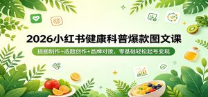2026小红书健康科普爆款图文课：插画制作+选题创作+品牌对接，零基础轻松起号变现-网创资源站