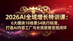 2026AI全域增长特训课：6大模块18场景54执行标准，打造AI内容工厂与长效获客变现闭环-网创资源站
