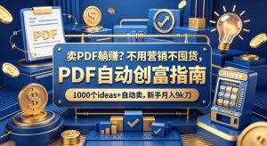 卖PDF躺賺？不用营销不囤货，PDF自动创富指南，1000个ideas+自动卖，新手月入9k刀【原创双语字幕】-网创资源站
