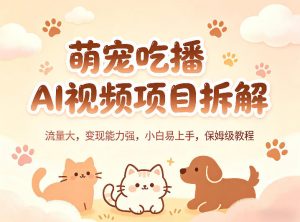 萌宠吃播AI视频项目拆解，流量大，变现能力强，小白易上手，保姆级教程-网创资源站
