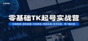 零基础TK起号实战营：环境搭建+ 刷机配置+对标筛选+剪辑实操+账号变现，零门槛玩转-网创资源站