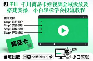 千川商品卡短视频全域投放及搭建实操，小白轻松学会投流教程(更新26年4月)-网创资源站