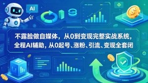 不露脸做自媒体,从0到变现完整实战系统,全程AI辅助,从0起号、涨粉、引流、变现全套闭环-网创资源站