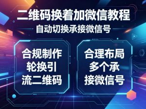 二维码换着加微信教程,自动切换承接微信号,合规制作轮换引流二维码,合理布局多个承接微信号-网创资源站
