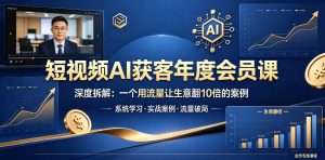 短视频AI获客年度会员课，深度拆解，一个用流量让生意翻10倍的案例-网创资源站