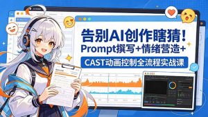 告别AI创作瞎猜！Prompt撰写+情绪营造+CAST动画控制全流程实战课-网创资源站