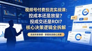 视频号付费投流实战课-5月:控成本还是放量?投成交还是ROI?核心决策逻辑全拆解-网创资源站
