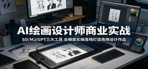 AI绘画设计师商业实战：SD/MJ/GPT三大工具，全维度实操落地打造商用设计作品-网创资源站