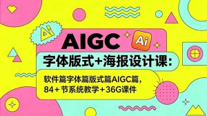 AIGC字体版式+海报设计课：软件篇字体篇版式篇AIGC篇，系统教学+36G课件-网创资源站