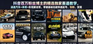 抖音百万粉丝博主的精选独家赛道教学，涵盖汽车+体育+影视解说等，零基础也能快速起号、涨粉、变现-网创资源站
