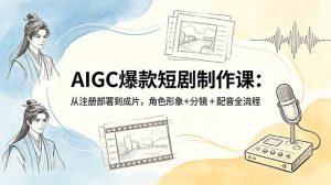AIGC爆款短剧制作课：从注册部署到成片，角色形象+分镜+配音全流程-网创资源站