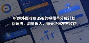 拆解外面收费398的视频号分成计划新玩法，流量很大，每天2张左右收益-网创资源站
