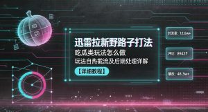 迅雷拉新野路子打法，吃瓜类玩法怎么做，玩法自热截流及后端处理详解-网创资源站