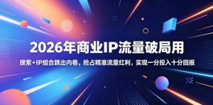 2026年商业IP流量破局用,搜索+IP组合跳出内卷,抢占精准流量红利,实现一分投入十分回报-网创资源站