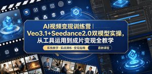 AI视频变现训练营｜Veo3.1+Seedance2.0双模型实操，从工具运用到成片变现全教学-网创资源站