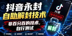抖音永封自助解封技术,非百分百的技术,自行测试-网创资源站