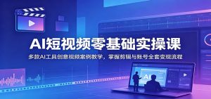 AI短视频零基础实操课:多款AI工具创意视频案例教学,掌握剪辑与账号全套变现流程-网创资源站
