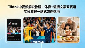 Tiktok中视频解说教程，体育+温情文案双赛道实操教程一站式带你落地-网创资源站