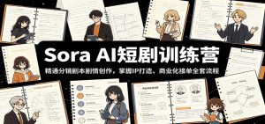 Sora AI短剧训练营：精通分镜剧本剧情创作，掌握IP打造、商业化接单全套流程-网创资源站