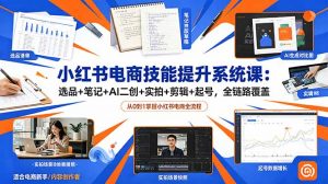 小红书电商技能提升系统课：选品+笔记+AI二创+实拍+剪辑+起号，全链路覆盖-网创资源站
