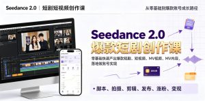Seedance 2.0短剧短视频创作课,零基础快速产出爆款短剧、短视频、MV内容,落地做账号实现变现-网创资源站