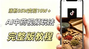 用ai做中药视频,涨粉35.8W,分成计划+橱窗累计变现10W+-网创资源站