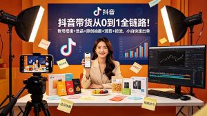 抖音带货从0到1全链路!账号搭建+选品+原创拍摄+混剪+投流,小白快速出单-网创资源站