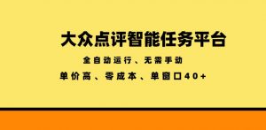 大众点评智能任务平台,全自动运行、无需手动,单价高、零成本、单窗口40+【揭秘】-网创资源站
