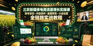 三农新媒体电商流量增长实操课,账号定位・内容创作・直播带货・小店运营,全链路实战教程-网创资源站