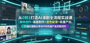 从0到1打造AI漫剧全流程实战课｜脚本创作+画面制作+音色配音+批量产出，打通AI漫剧从零创作到批量量产完整闭环-网创资源站