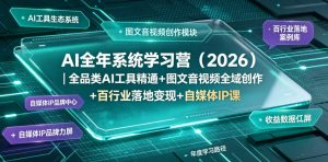 AI全年系统学习营(2026)｜全品类AI工具精通+图文音视频全域创作+百行业落地变现+自媒体IP打造年度进阶大课-网创资源站