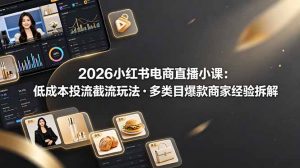 2026小红书电商直播小课，低成本投流截流玩法，多类目爆款商家经验完整拆解教学-网创资源站