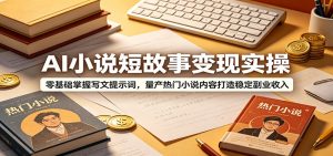AI小说短故事变现实操：零基础掌握写文提示词，量产热门小说内容打造稳定副业收入-网创资源站