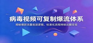病毒视频可复制爆流体系：揭秘爆款流量底层逻辑，标准化流程持续出圈变现-网创资源站