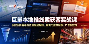 巨量本地推线索获客实战课，手把手拆解平台流量底层规则，解决门店缺客源、广告投放成本高、留资转化差等痛点-网创资源站