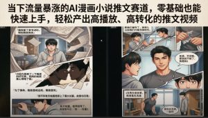 当下流量暴涨的AI漫画小说推文赛道，零基础也能快速上手，轻松产出高播放、高转化的推文视频-网创资源站