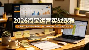 2026 淘宝运营实战课程，付费投放底层逻辑实操教学，优化直通车投产提升店铺成交转化-网创资源站