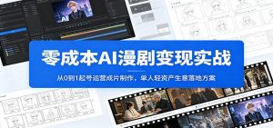 零成本AI漫剧变现实战：从0到1起号运营成片制作，单人轻资产生意落地方案-网创资源站