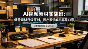AI视频素材实战班：爆量素材升级原创，投产翻倍不再是口号，0-1系统教学实战落地-网创资源站