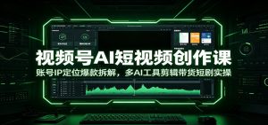 视频号AI短视频创作课：账号IP定位爆款拆解，多AI工具剪辑带货短剧实操-网创资源站