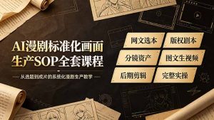 AI漫剧标准化画面生产SOP全套课程,网文选本版权剧本分镜资产全覆盖,图文生视频后期剪辑完整实操教学-网创资源站