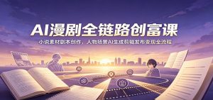 AI漫剧全链路创富课:小说素材剧本创作,人物场景AI生成剪辑发布变现全流程-网创资源站