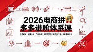 2026电商拼多多进阶体系课,开店避坑,链接上架,内功优化,自然流矩阵|直通车付费|全套实操教学-网创资源站