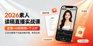 2026素人读稿直播实战课|直播+AI短视频+个人IP,让你对着稿子也能流畅开播、高效出单-网创资源站