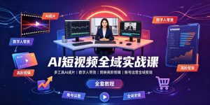 AI短视频全域实战课｜多工具AI成片、数字人带货、剪映高阶剪辑、账号运营全域变现全套教程-网创资源站