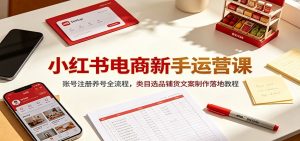 小红书电商新手运营课:账号注册养号全流程,类目选品铺货文案制作落地教程-网创资源站