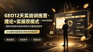 GEO12天实战训练营·理论+实操双模式｜AI知识库搭建｜搜索词挖掘内容收录转化完整落地教学-网创资源站